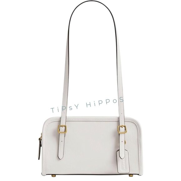 NEW WITH TAGS!!  Coach Crinkle Patent Swing Zip Bag 20, B4/Chalk - Picture 1 of 9